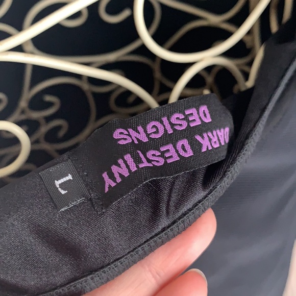 Cute stretch Pin-up, retro cherry print and mesh Dress, Empire waist Cute! 🍒🖤 - Picture 7 of 7